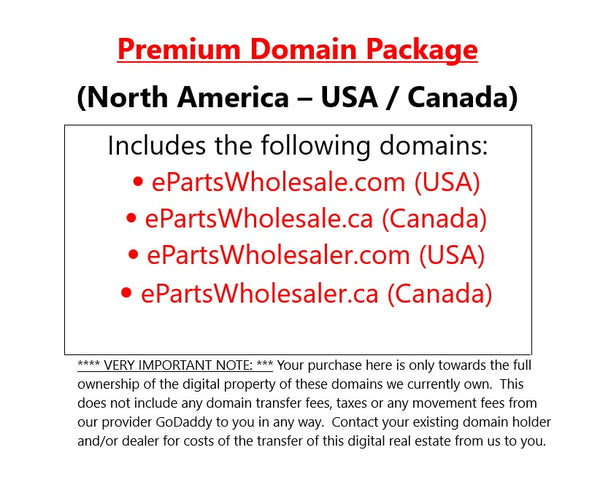 Domain Package: ePartsWholesale.com/.ca ePartsWholesaler.com/.ca