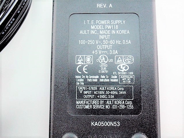 ITE PW118KA0500N53 Used AC DC Power Adapter with cord 5V 3.0A
