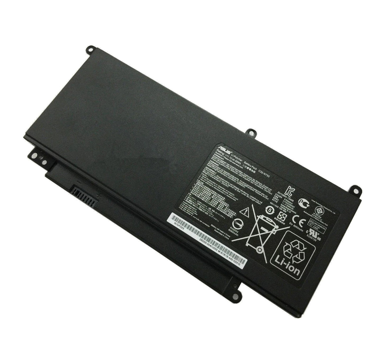 ASUS Laptop Battery Pack for N750 N750J N750JK N750JV N750Y47JK N750Y47JV C32-N750 0B200-00400000 New Genuine Original 3-Cell 69Wh 11.1V