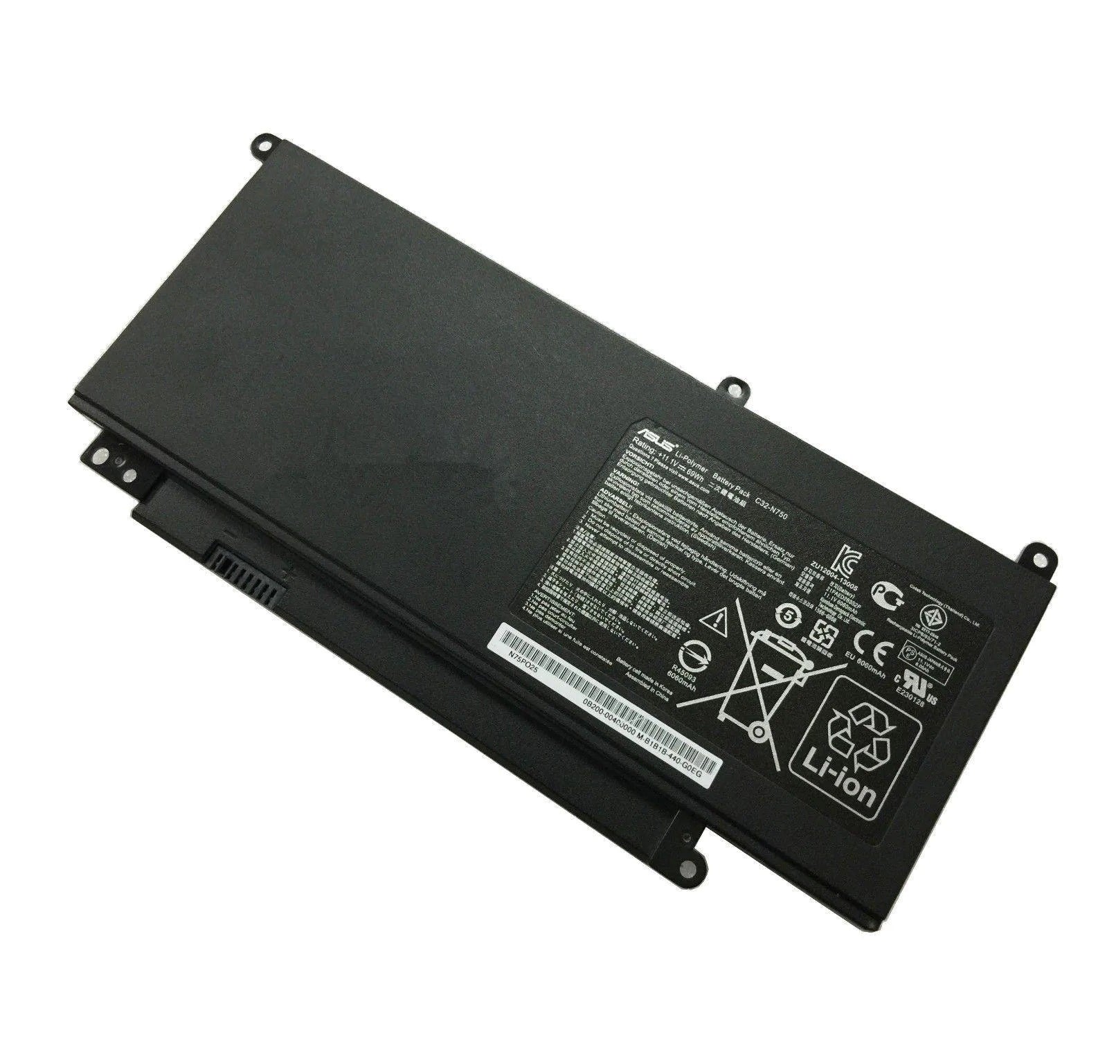 ASUS Laptop Battery Pack for N750 N750J N750JK N750JV N750Y47JK N750Y47JV C32-N750 0B200-00400000 New Genuine Original 3-Cell 69Wh 11.1V
