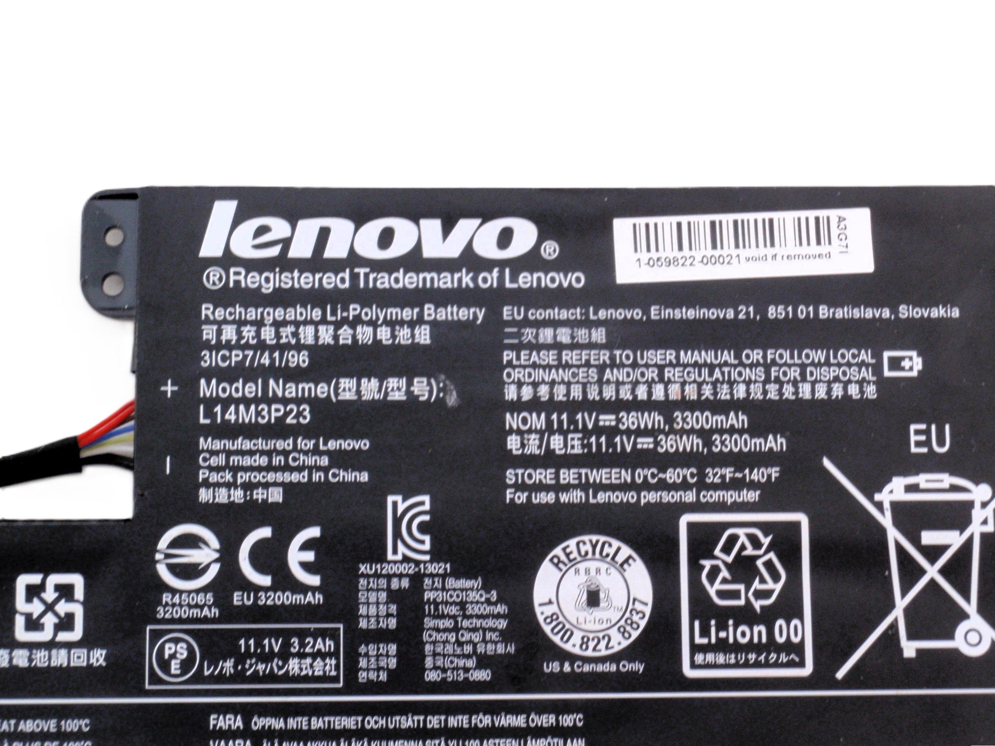 New Original Laptop Battery Pack for Lenovo Chromebook N21 80MG N22 L14M3P23 L14C3P60 5B10H33230 5B10H45092 3ICP7/41/96 Genuine 4-Cell 36Wh 11.1V